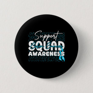 Badge Rond 5 Cm Équipe de soutien Ruban sarcelle Sensibilisation a