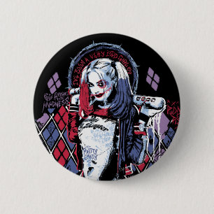 Badge Rond 5 Cm Équipe de suicide   Harley Quinn Graffiti encré