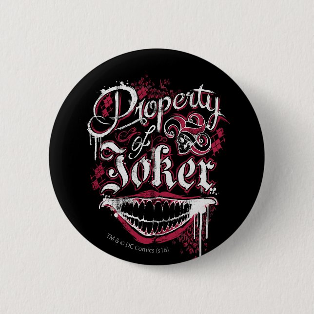 Badge Rond 5 Cm Équipe de suicide | Propriété de Joker (Devant)
