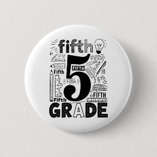 Badge Rond 5 Cm Équipe de typographie de 5e année Professeur de ci