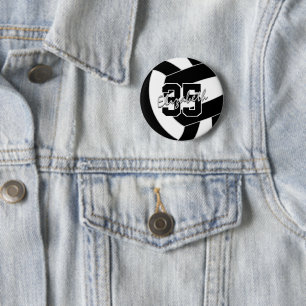 Badge Rond 5 Cm équipe de volley-ball noir blanc couleurs