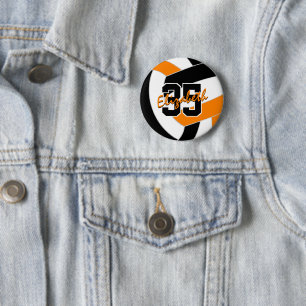 Badge Rond 5 Cm équipe de volley-ball orange noir couleurs