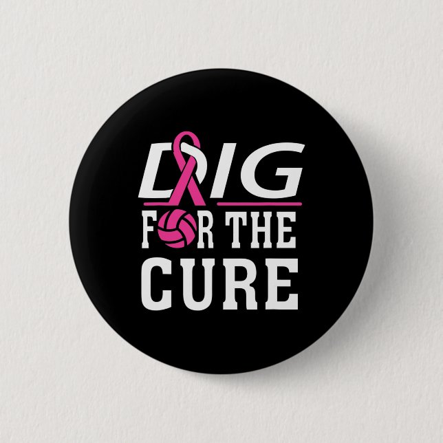 Badge Rond 5 Cm Équipe de volleyball Sensibilisation au cancer du  (Devant)