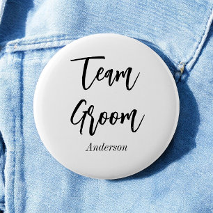 Badge Rond 5 Cm Équipe du marié mariage noir et blanc