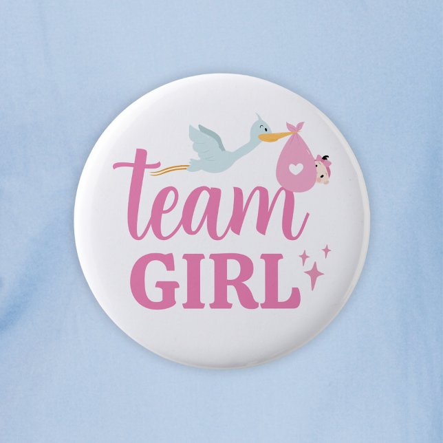 Badge Rond 5 Cm Équipe Fille Rose Genre Revevela Party (Team Girl Pink Gender Reveal Party Button
)
