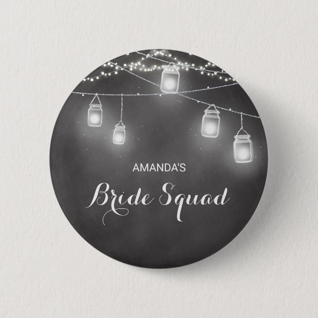 Badge Rond 5 Cm Équipe mariage de brigade noir blanc (Devant)