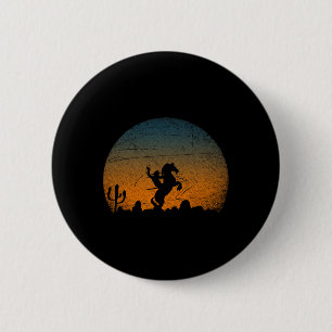 Badge Rond 5 Cm Équitation Yeehaw Bull Riding Howdy Sunset C