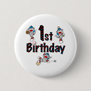 Badge Rond 5 Cm ęr Anniversaire de base-ball de singe de