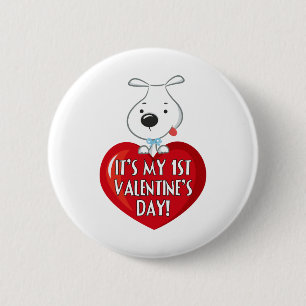 Badge Rond 5 Cm Ęr jour de Valentines de chiot