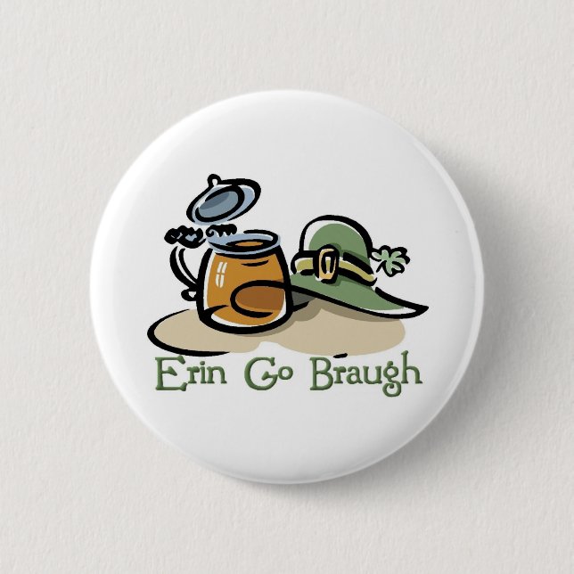 Badge Rond 5 Cm Erin Go Braugh Pint et Casquette (Devant)