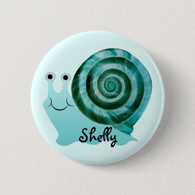 Badge Rond 5 Cm Escargot bleu (Devant)