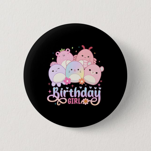 Badge Rond 5 Cm Escouade de cris de filles d'anniversaire Mallow G (Devant)