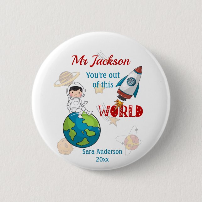 Badge Rond 5 Cm Espace De Ce Monde Appréciation De Professeurs (Devant)