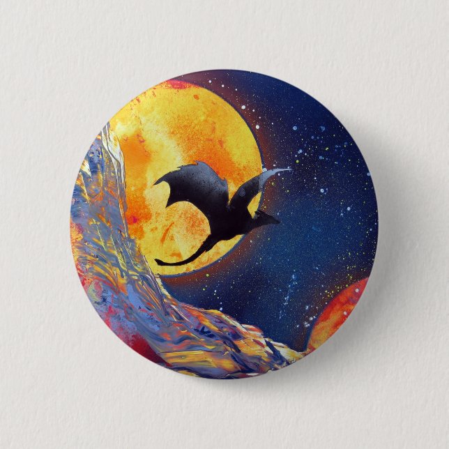 Badge Rond 5 Cm Espace extra-atmosphérique de dragon d'imaginaire (Devant)