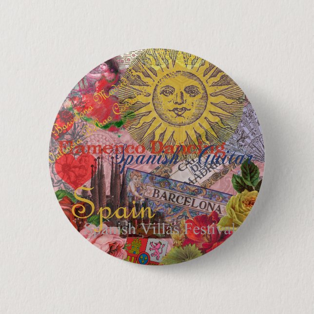 Badge Rond 5 Cm Espagne Sunshine Espagnol Voyage vacances (Devant)