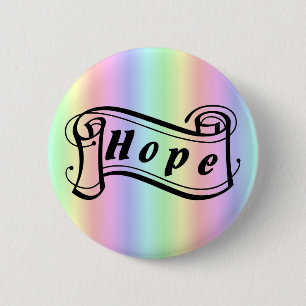 Badge Rond 5 Cm Espoir défiler sur arc-en-ciel
