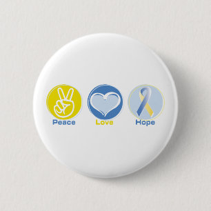 Badge Rond 5 Cm Espoir jaune/bleu d'amour de paix