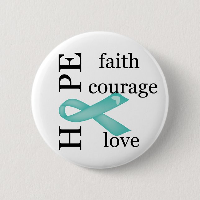 Badge Rond 5 Cm Espoir (Turquoise) (Devant)
