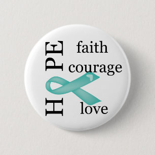 Badge Rond 5 Cm Espoir (Turquoise)