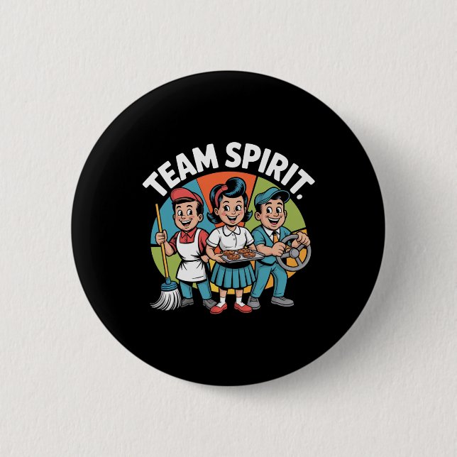 Badge Rond 5 Cm Esprit d'équipe Retour à l'école Rétro Travail pos (Devant)