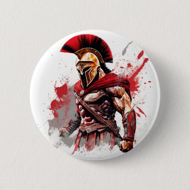 Badge Rond 5 Cm Esprit spartiate : Bouton guerrier sans peur (Devant)