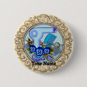 Badge Rond 5 Cm Esthéticienne Pansy Bleu Fantaisie