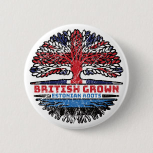 Badge Rond 5 Cm Estonia Estonian British UK Tree Roots