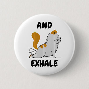 Badge Rond 5 Cm Et exhalant Yoga Chat Confort Couleurs Adulte Lour