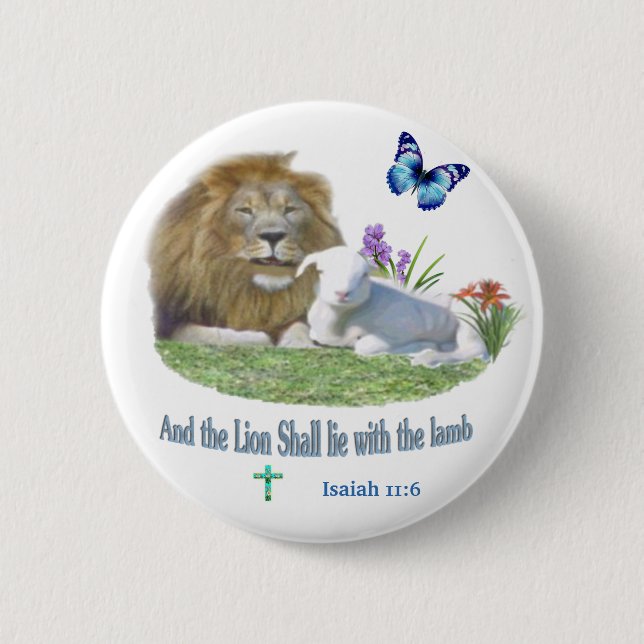 Badge Rond 5 Cm Et le Lion couchera avec l'Agneau (Devant)