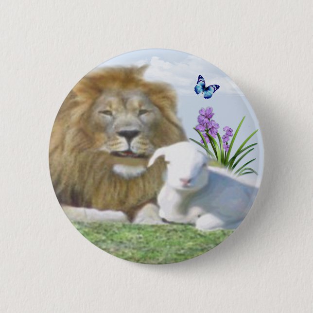 Badge Rond 5 Cm Et le Lion couchera avec l'Agneau (Devant)