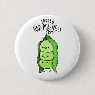 Badge Rond 5 Cm Étaler Hap-Pea-ness Funny Peas Pun