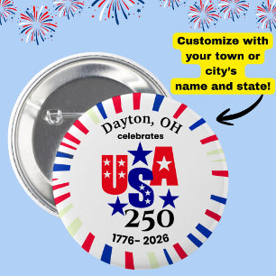 Badge Rond 5 Cm États-Unis 250 personnalisé ville état patriotique