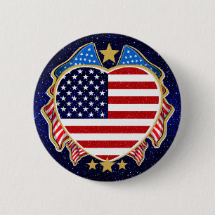 BADGE ROND 5 CM ÉTATS-UNIS   BOUTON