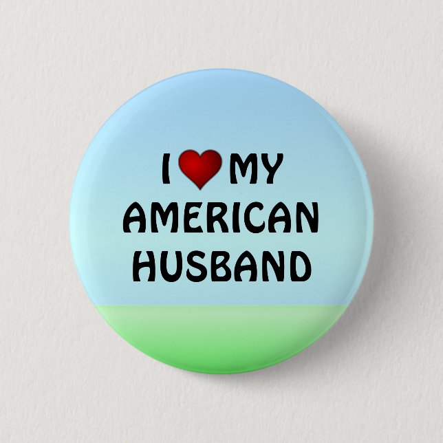 Badge Rond 5 Cm États-Unis : J'AIME MON MARI AMÉRICAIN (Devant)