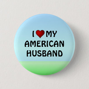 Badge Rond 5 Cm États-Unis : J'AIME MON MARI AMÉRICAIN