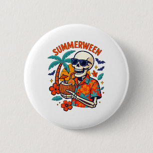 Badge Rond 5 Cm Été d'Halloween Ween Squelette Vacances Squelettiq