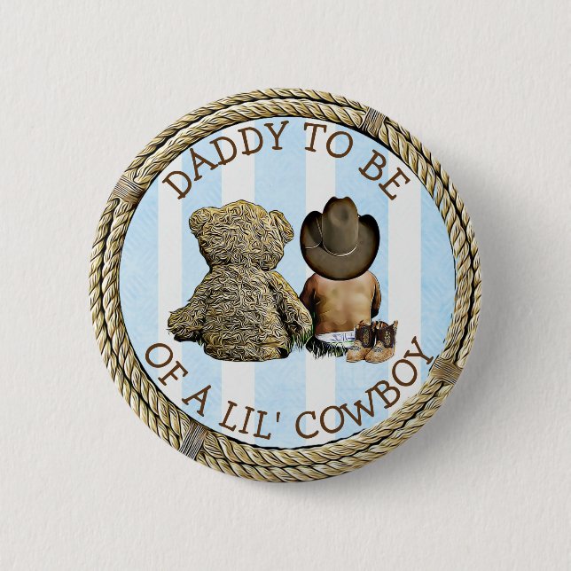 Badge Rond 5 Cm Ethnic Bientôt être papa d'un Lil Cowboy Button (Devant)