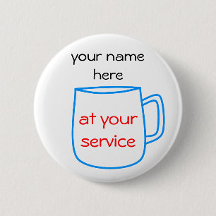 Badge Rond 5 Cm Étiquette bleue de nom de tasse de café