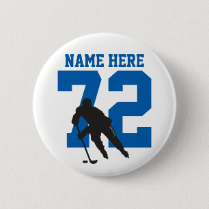 Badge Rond 5 Cm Étiquette de hockey personnalisée avec nom et numé