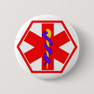 BADGE ROND 5 CM ÉTIQUETTE MÉDICALE D'IDENTIFICATION DE SIGNE