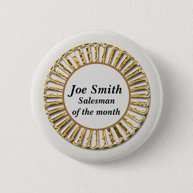 Badge Rond 5 Cm Étiquette Professionnel Vendeur d'or du mois Nom (Devant)