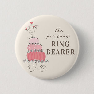 Badge Rond 5 Cm Étiquette rose douce de nom de gâteau de mariage