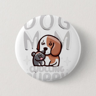 Badge Rond 5 Cm Étiquettes de cadeau Maman Chien Câlinant Chiot
