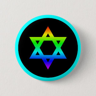 Badge Rond 5 Cm Étoile arc-en-ciel de David