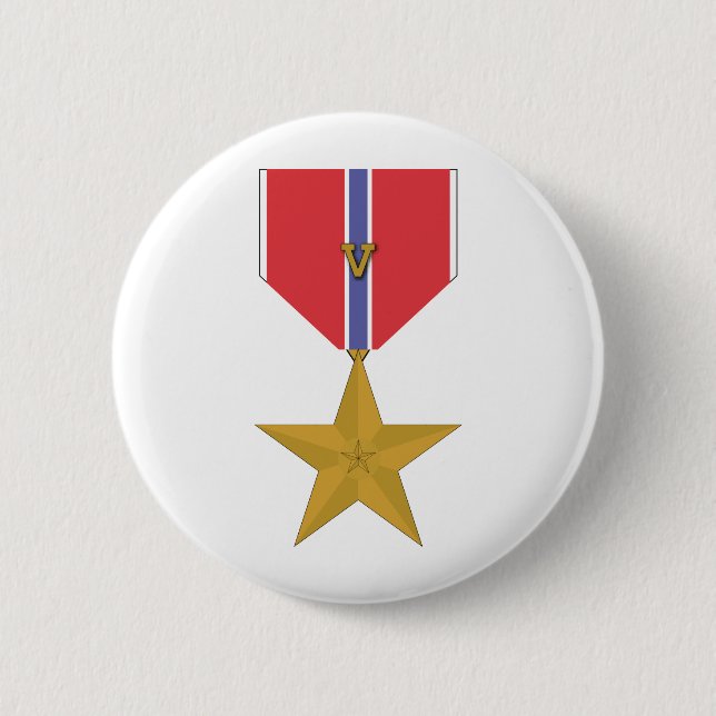 Badge Rond 5 Cm Étoile de bronze avec V (Devant)