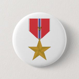 Badge Rond 5 Cm Étoile de bronze avec V