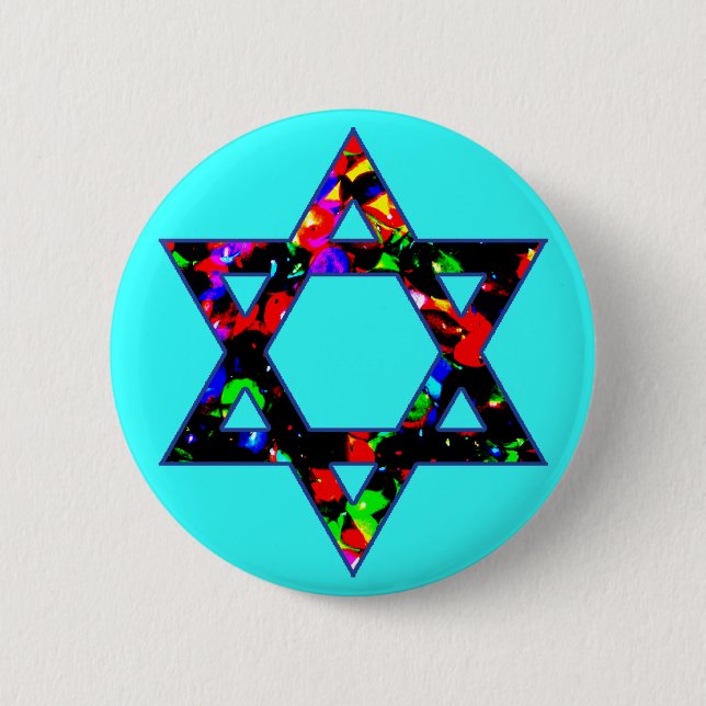 Badge Rond 5 Cm Étoile de David (Devant)