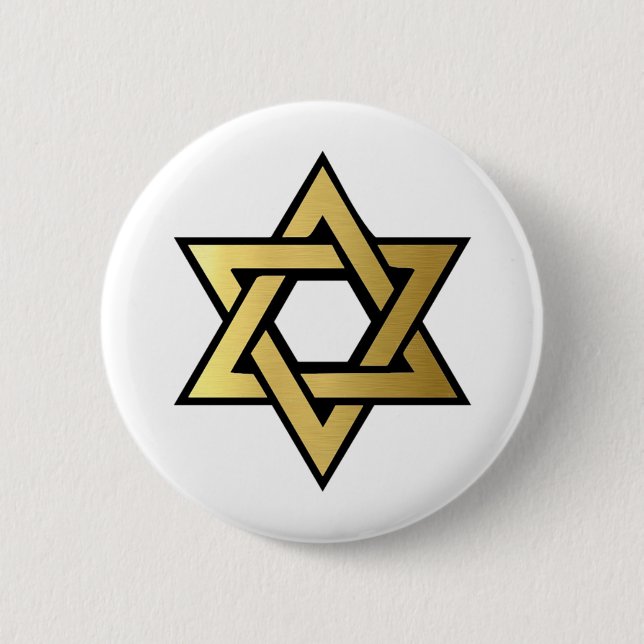 Badge Rond 5 Cm Étoile de David Bouton juif (Devant)