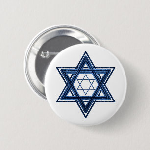 Badge Rond 5 Cm Étoile de David   Classic Blue Modern Happy Hanouk