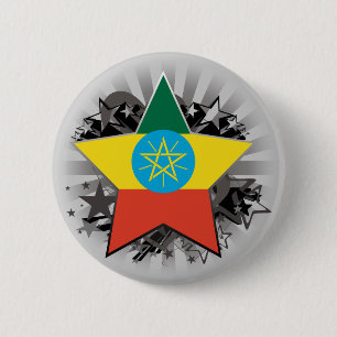 Badge Rond 5 Cm Étoile de l'Ethiopie